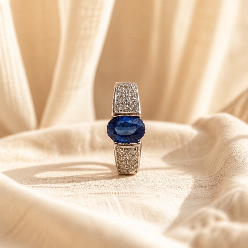 Blue Sapphire & Diamonds