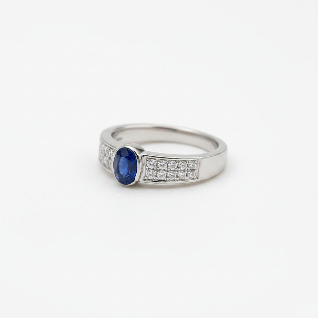 Blue Sapphire & Diamonds