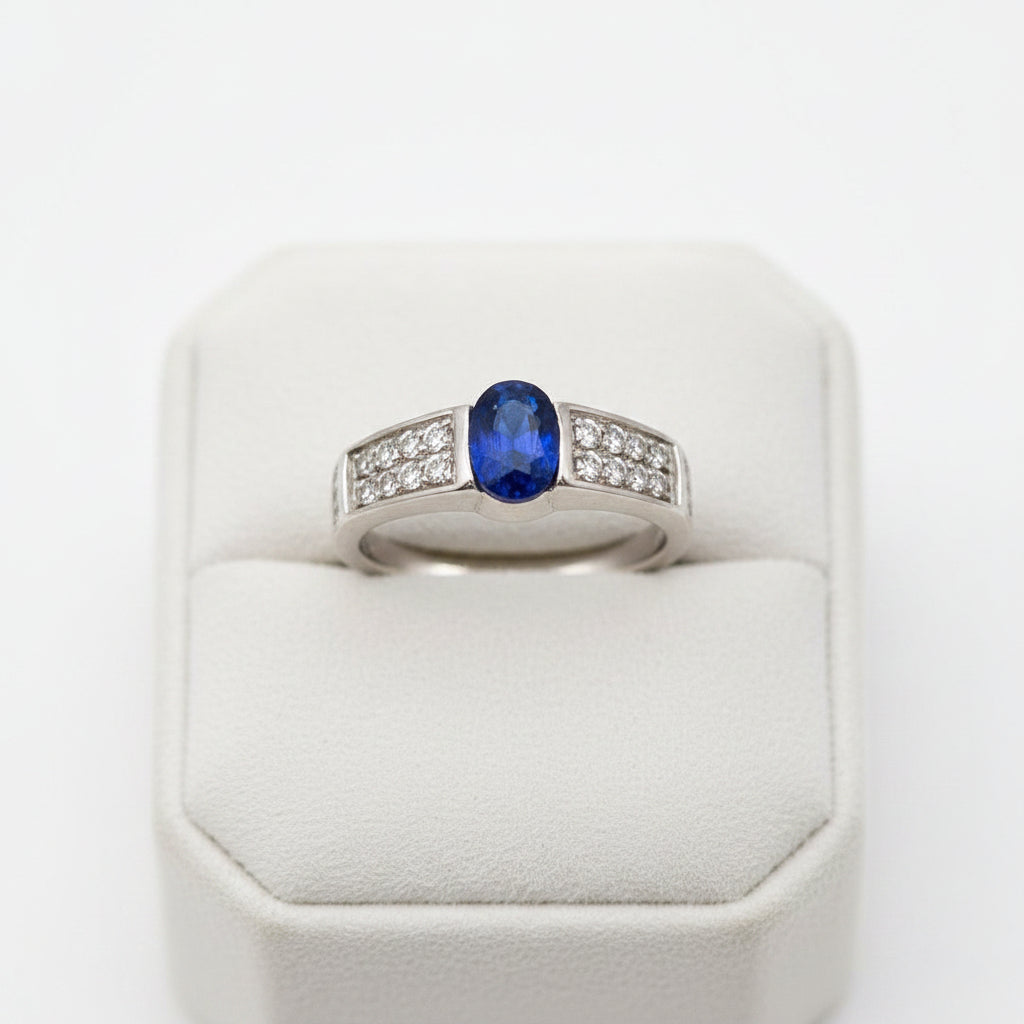 Blue Sapphire & Diamonds