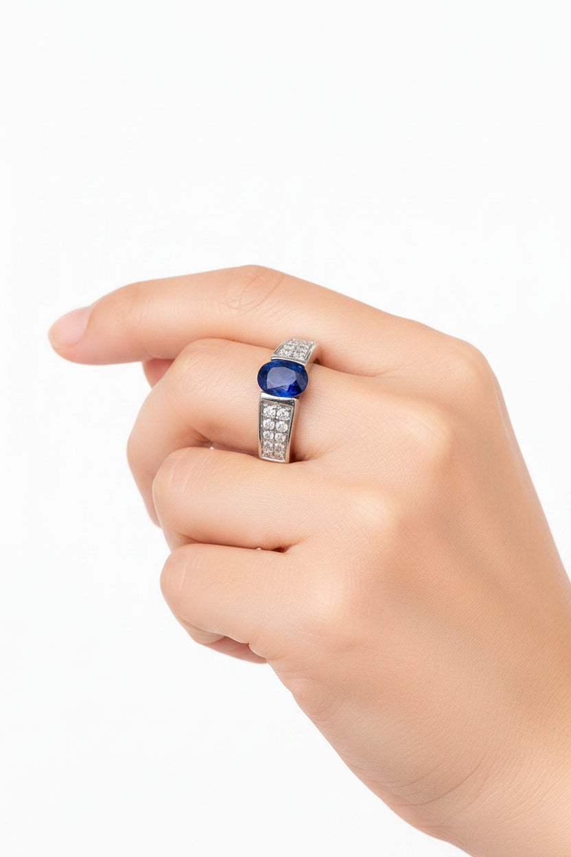 Blue Sapphire & Diamonds