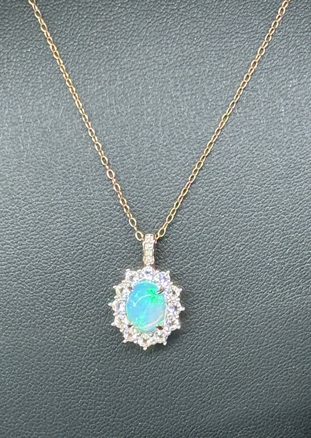 Ethiopian Opal and White Topaz with a Diamond Pendant