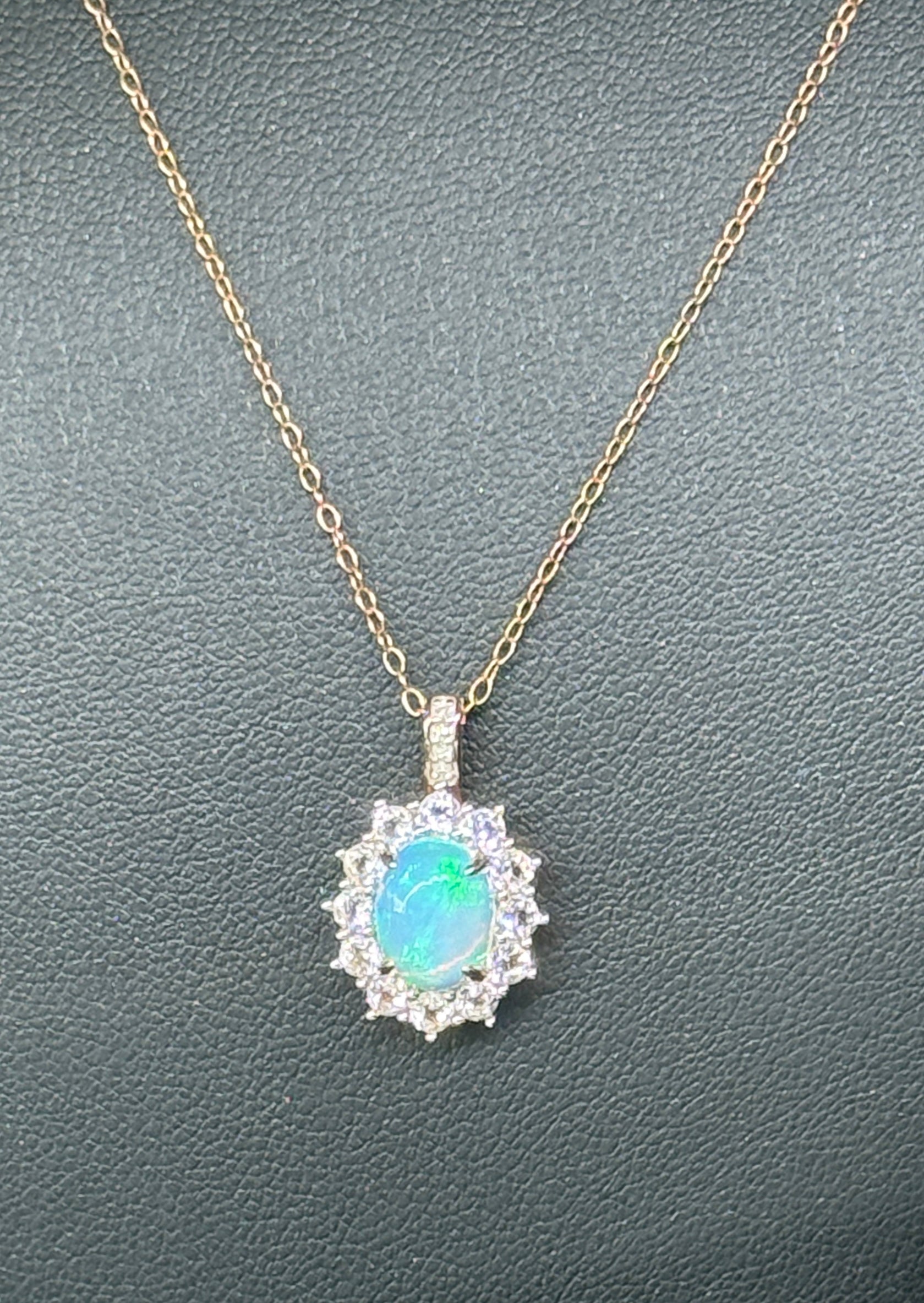 Ethiopian Opal and White Topaz with a Diamond Pendant