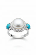 Pearl & Diamond Turquoise Ring