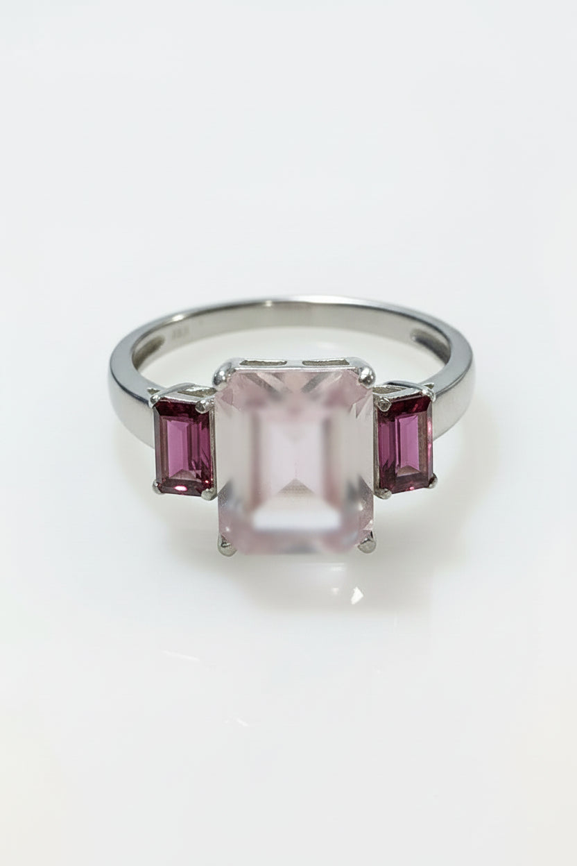 Rose Quartz & Rhodolite Ring