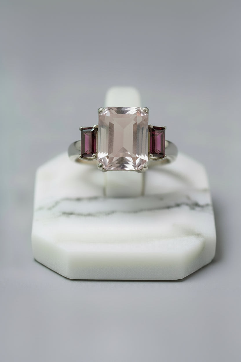 Rose Quartz & Rhodolite Ring