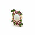 Opal, Chrome & Ruby Ring