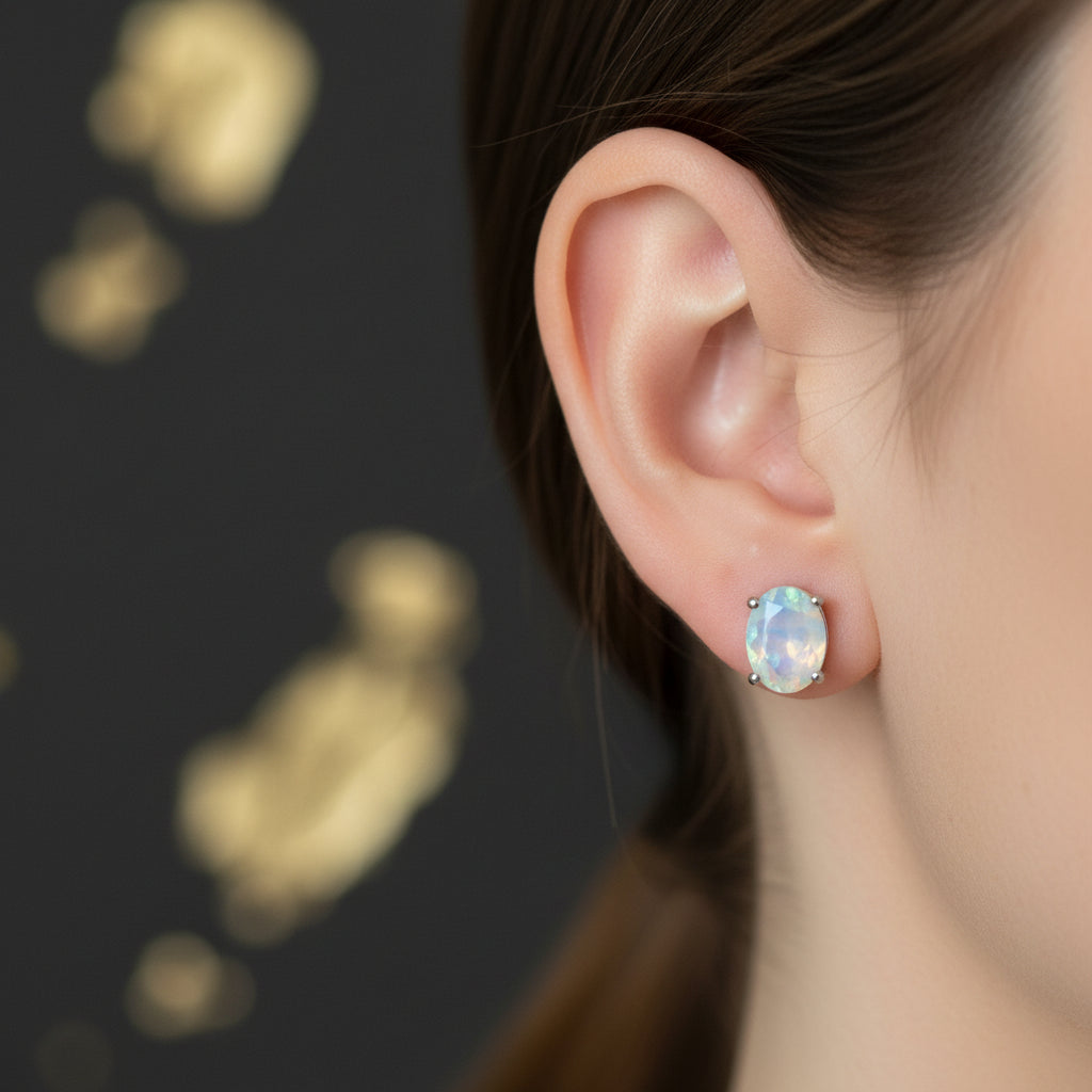 Opal Rainbow Stud Earrings