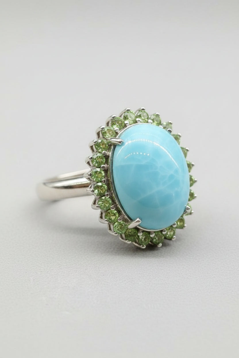 Larimar & Tsavorite Ring