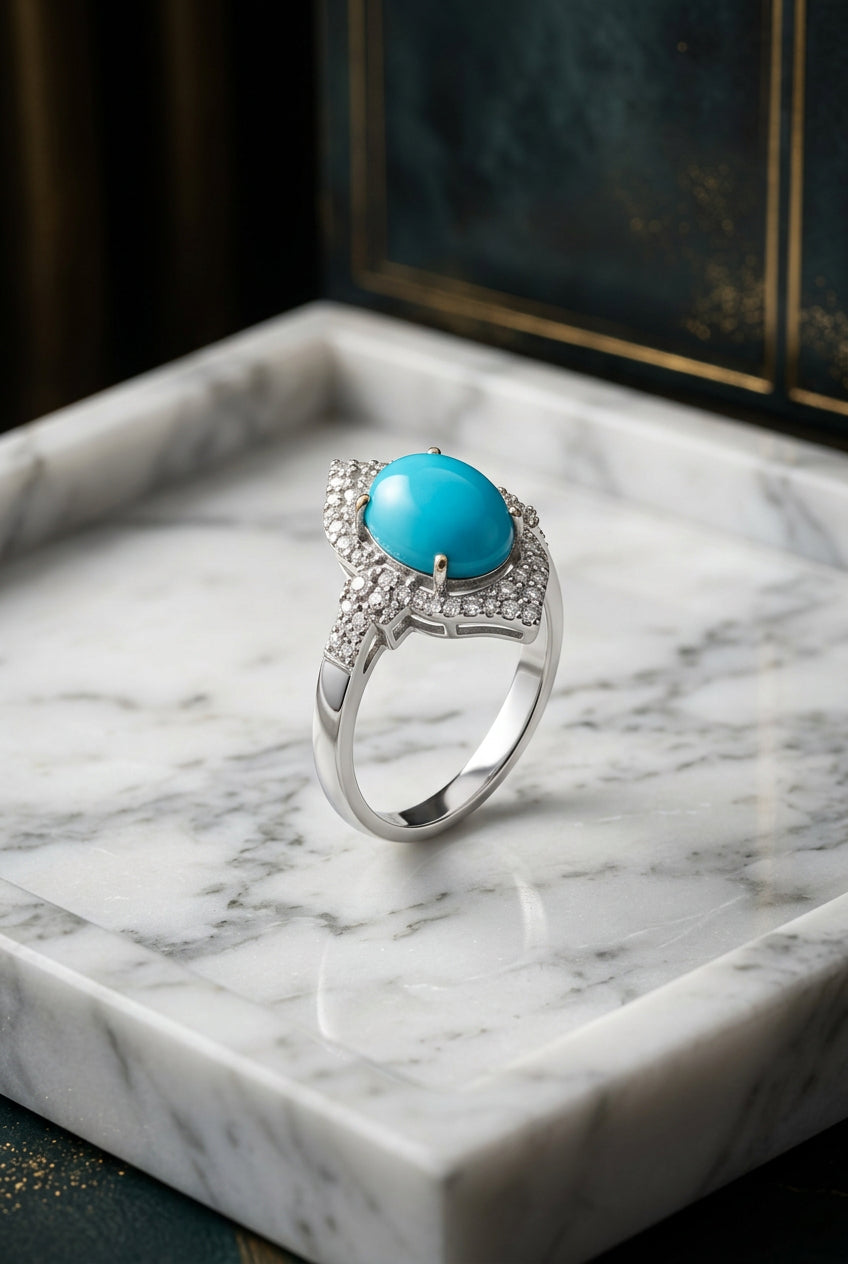 Turquoise & Diamond Ring