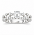 D Color Moissanite Emerald-Cut Link Ring
