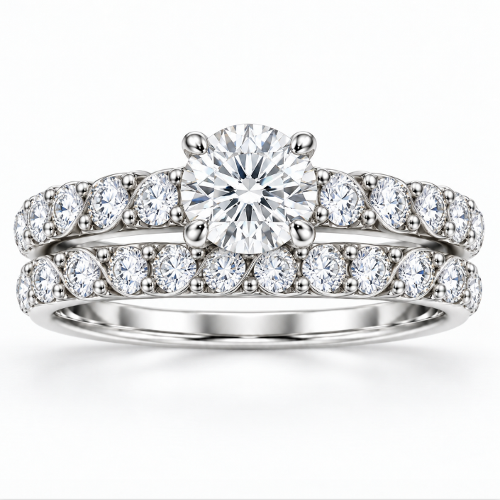 D Color Moissanite Twisted Vine Bridal Ring Set