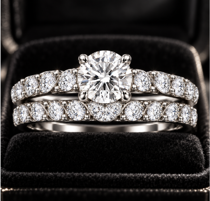 D Color Moissanite Twisted Vine Bridal Ring Set