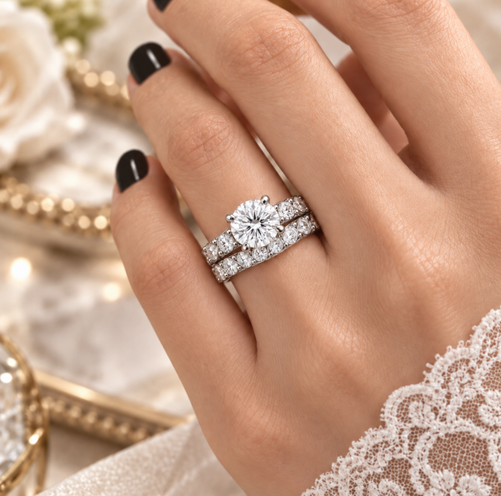 D Color Moissanite Twisted Vine Bridal Ring Set