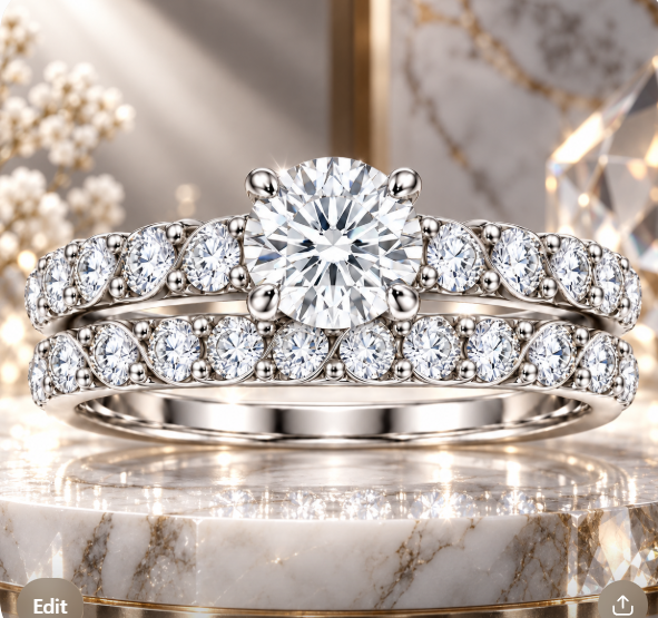 D Color Moissanite Twisted Vine Bridal Ring Set