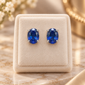 Oval Blue Sapphire Stud Earrings