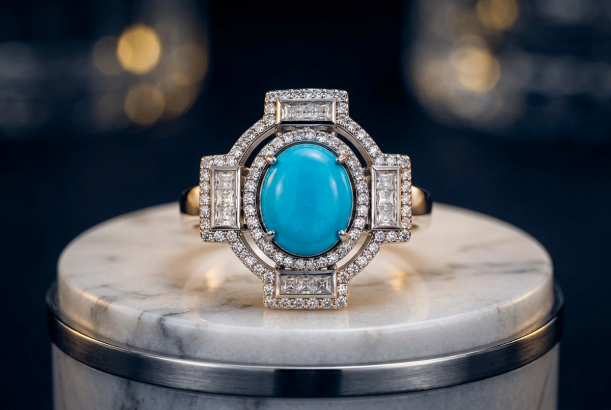 Turquoise & Diamond Statement Ring