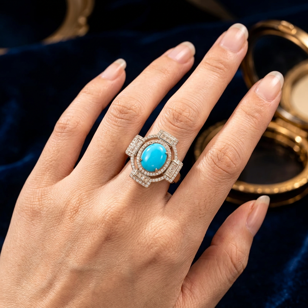 Turquoise & Diamond Statement Ring