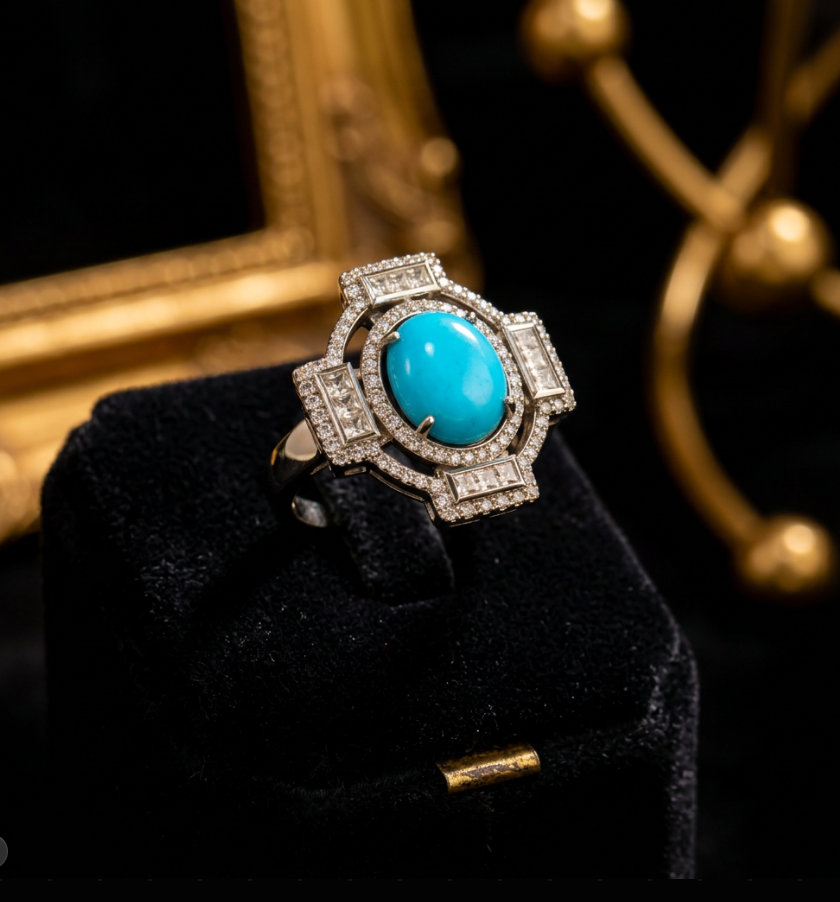 Turquoise & Diamond Statement Ring