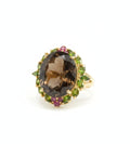 Smokey Quartz Chrome & Ruby Ring