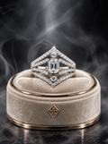 D Color Moissanite Geometric Emerald-Cut Statement Ring