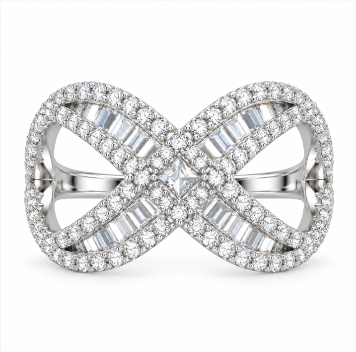 D Color Moissanite Infinity Ring