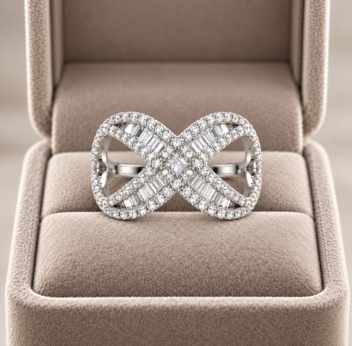 D Color Moissanite Infinity Ring