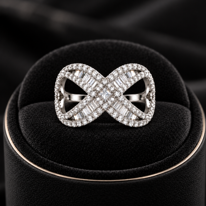 D Color Moissanite Infinity Ring