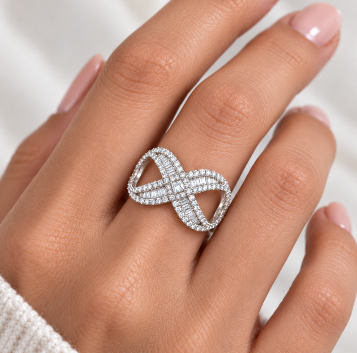 D Color Moissanite Infinity Ring