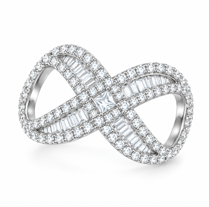 D Color Moissanite Infinity Ring