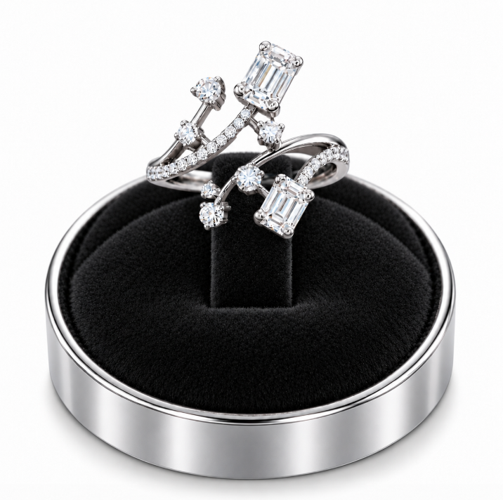D Color Moissanite Open Wrap Statement Ring