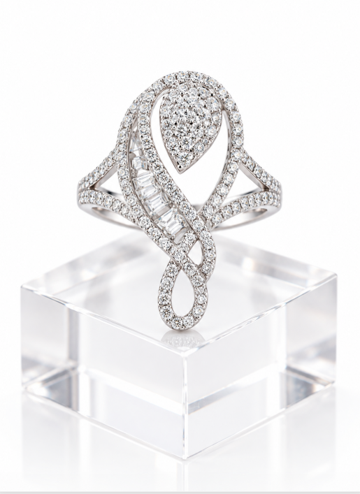 D Color Moissanite Music Note Statement Ring