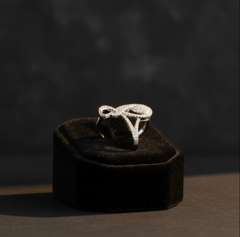 D Color Moissanite Music Note Statement Ring