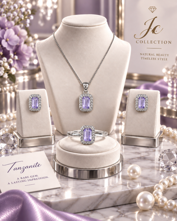 Tanzanite Halo Jewelry Set