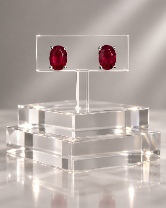 Oval Ruby Stud Earrings