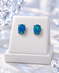 Blue Opal Stud Earrings