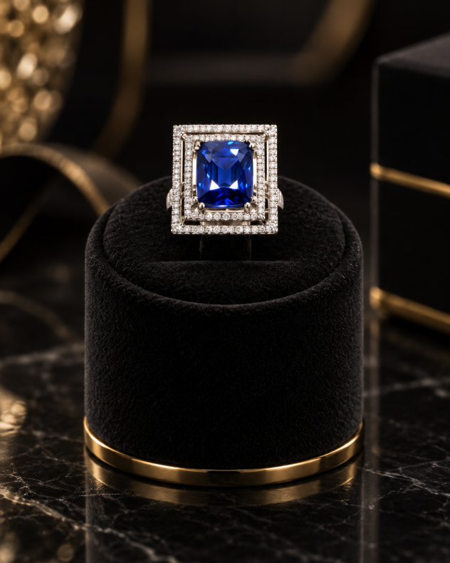 Blue Sapphire & Diamond Statement Ring