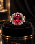 Red Sapphire & Diamond Statement Ring