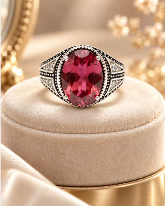 Red Topaz Statement Ring