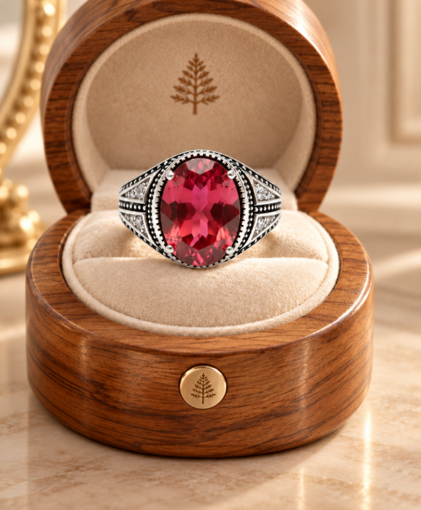 Red Topaz Statement Ring