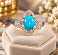 Turquoise, Ruby & Diamond Ring