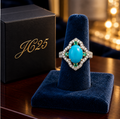 Royal Turquoise, Tsavorite & Diamond Statement Ring