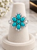 Floral Turquoise Diamond Ring