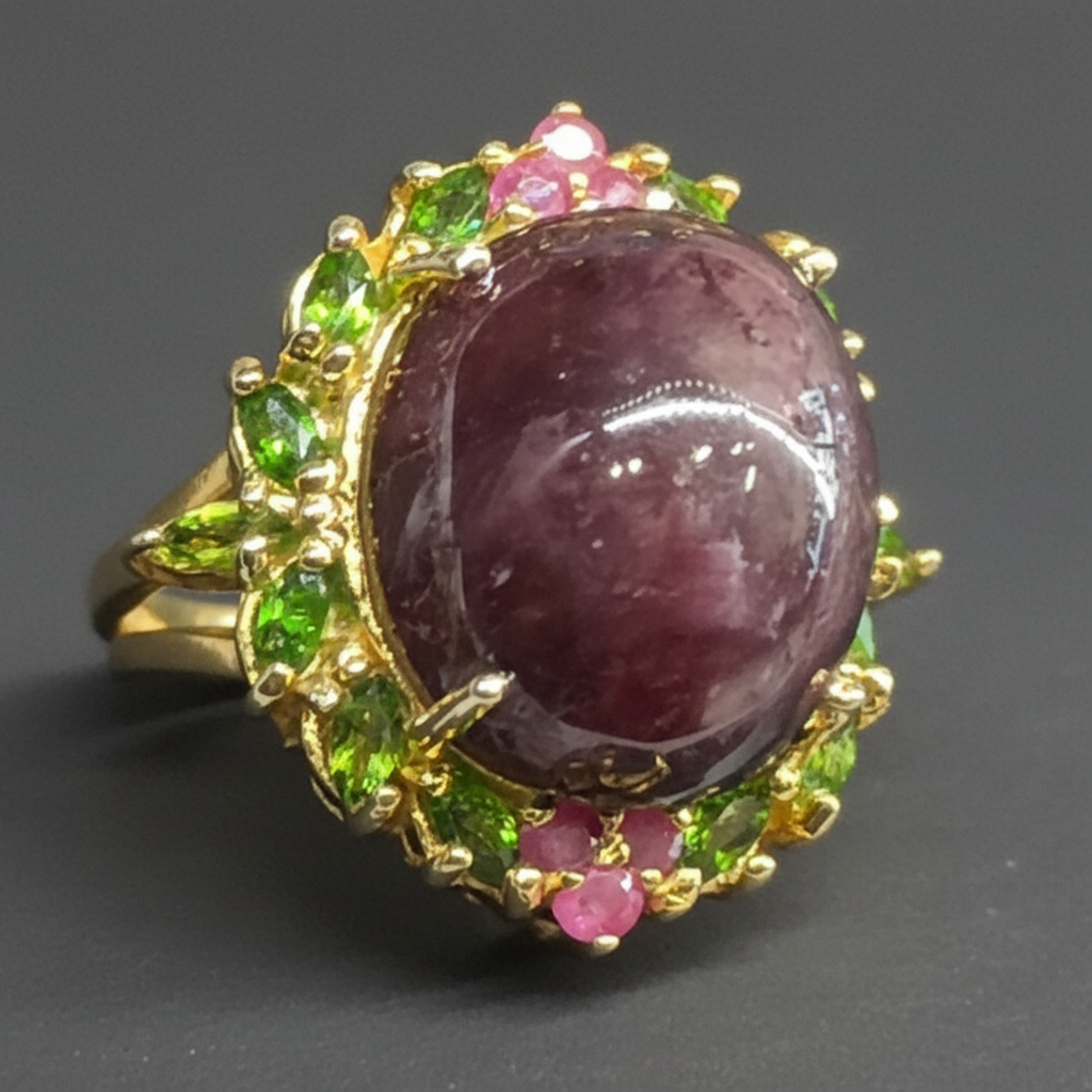 Ruby & Star, Chrome Ruby Ring